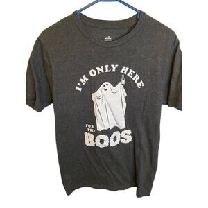 "I'm Only Here for the Boos" Shirt Sz S Black, White Print